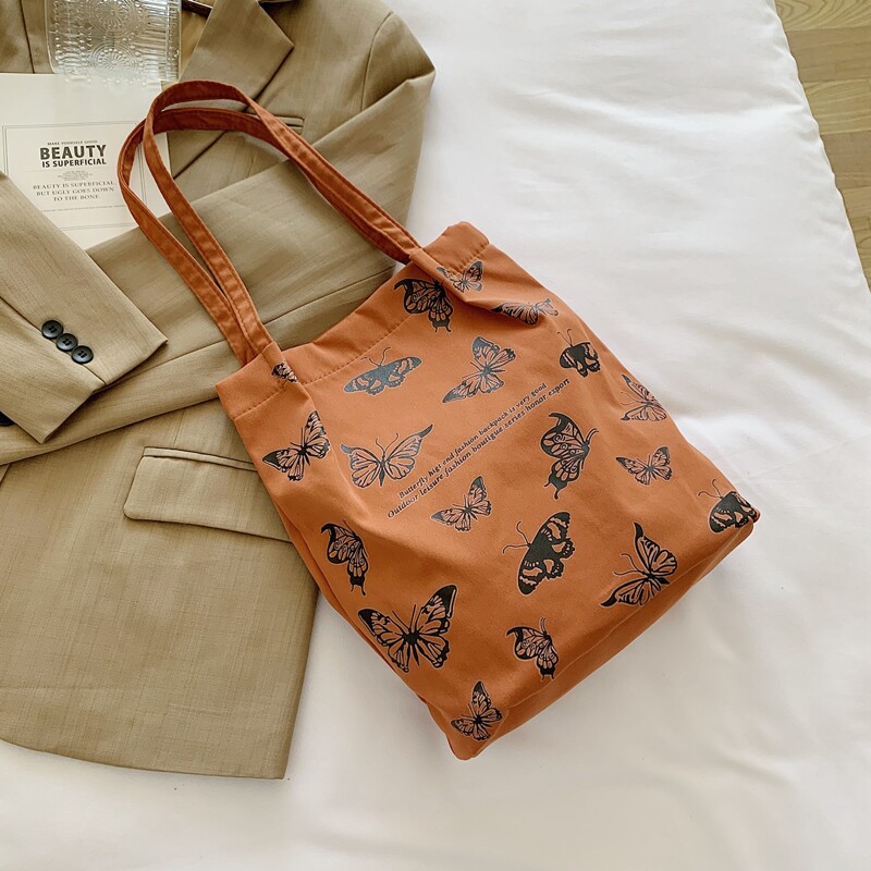 

Butterfly Graphic Tote Bag, Brown