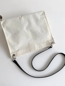 Minimalist Corduroy Shoulder Bag - Beige - View 4