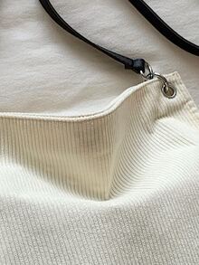 Minimalist Corduroy Shoulder Bag - Beige - View 7