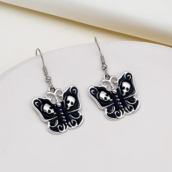 

Butterfly Drop Earrings, Black