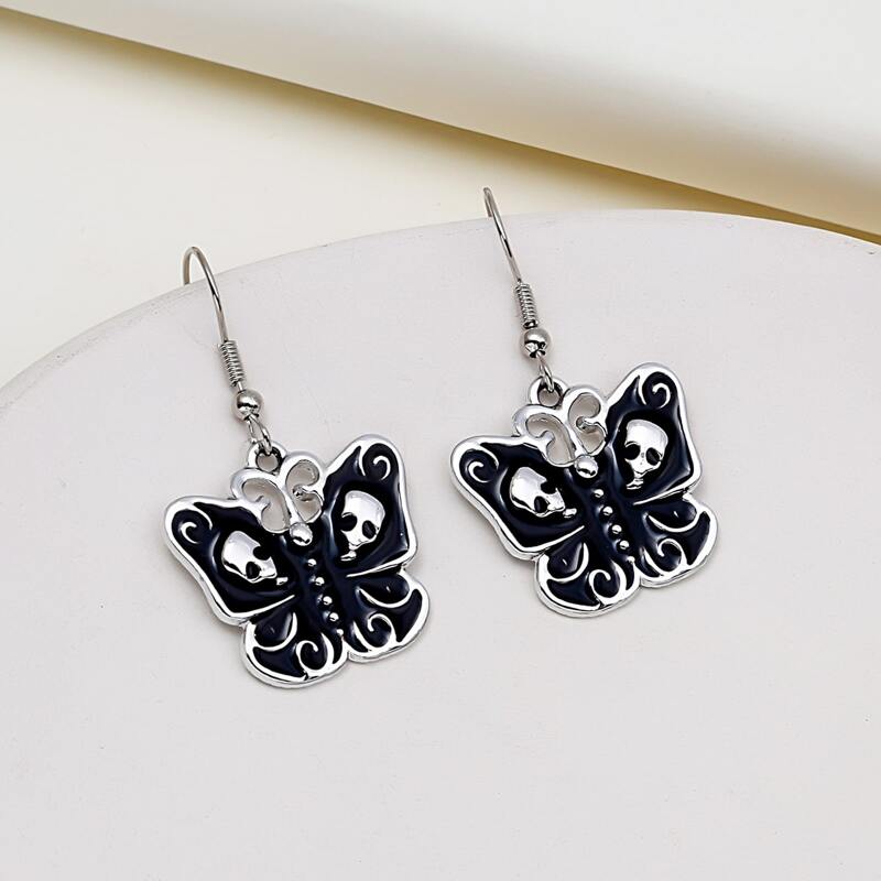 

Butterfly Drop Earrings, Black
