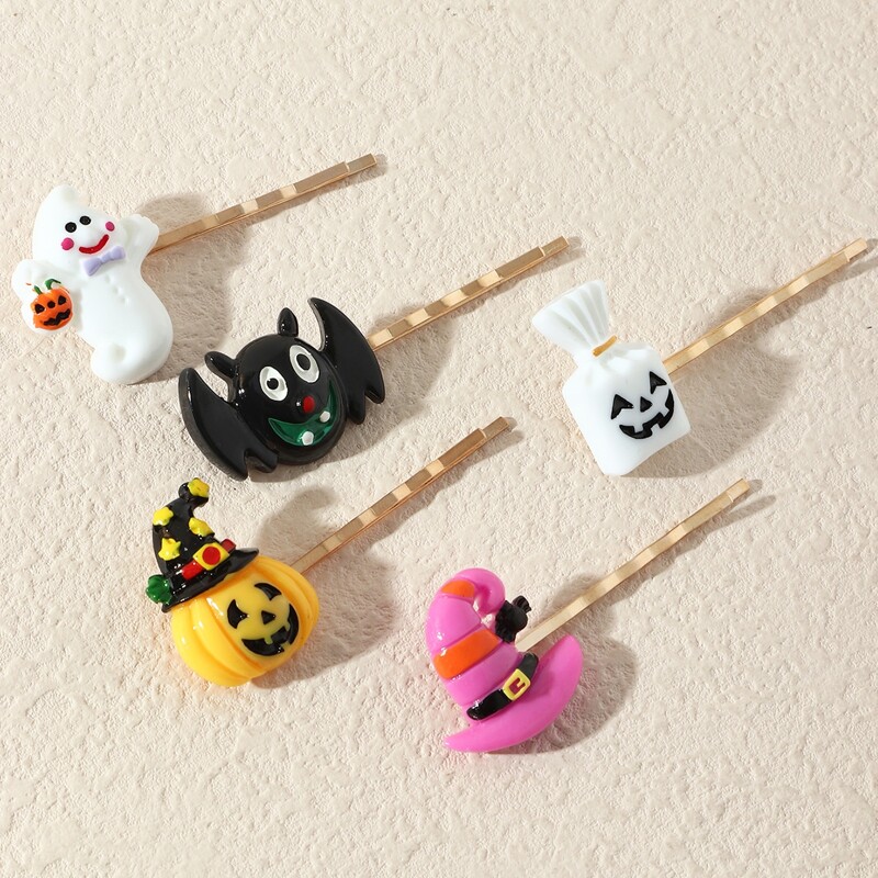 

5pcs Pumpkin Lantern Hair Clip, Multicolor