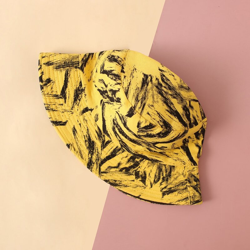 

1pc Graphic Bucket Hat, Yellow