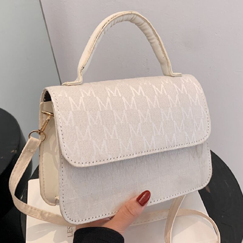 

Letter Graphic Satchel Bag, Beige