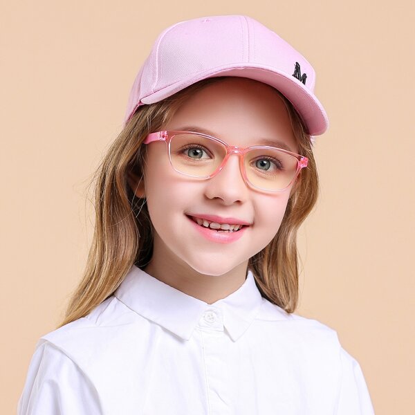 

Toddler Kids Square Frame Anti-Blue Light Eyeglasses, Baby pink