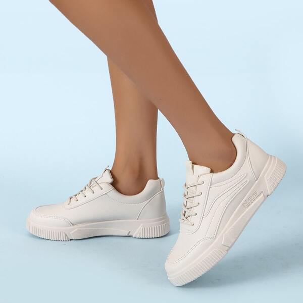 

Minimalist Lace Up Front Skate Shoes, Beige