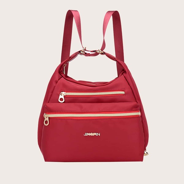 

Minimalist Metal Decor Backpack, Red