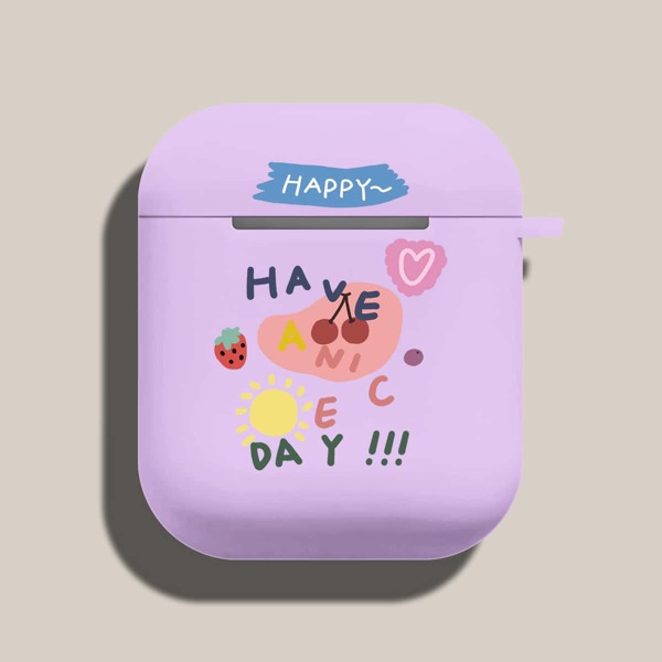 

Cartoon Graphic Case For Airpods, Purple