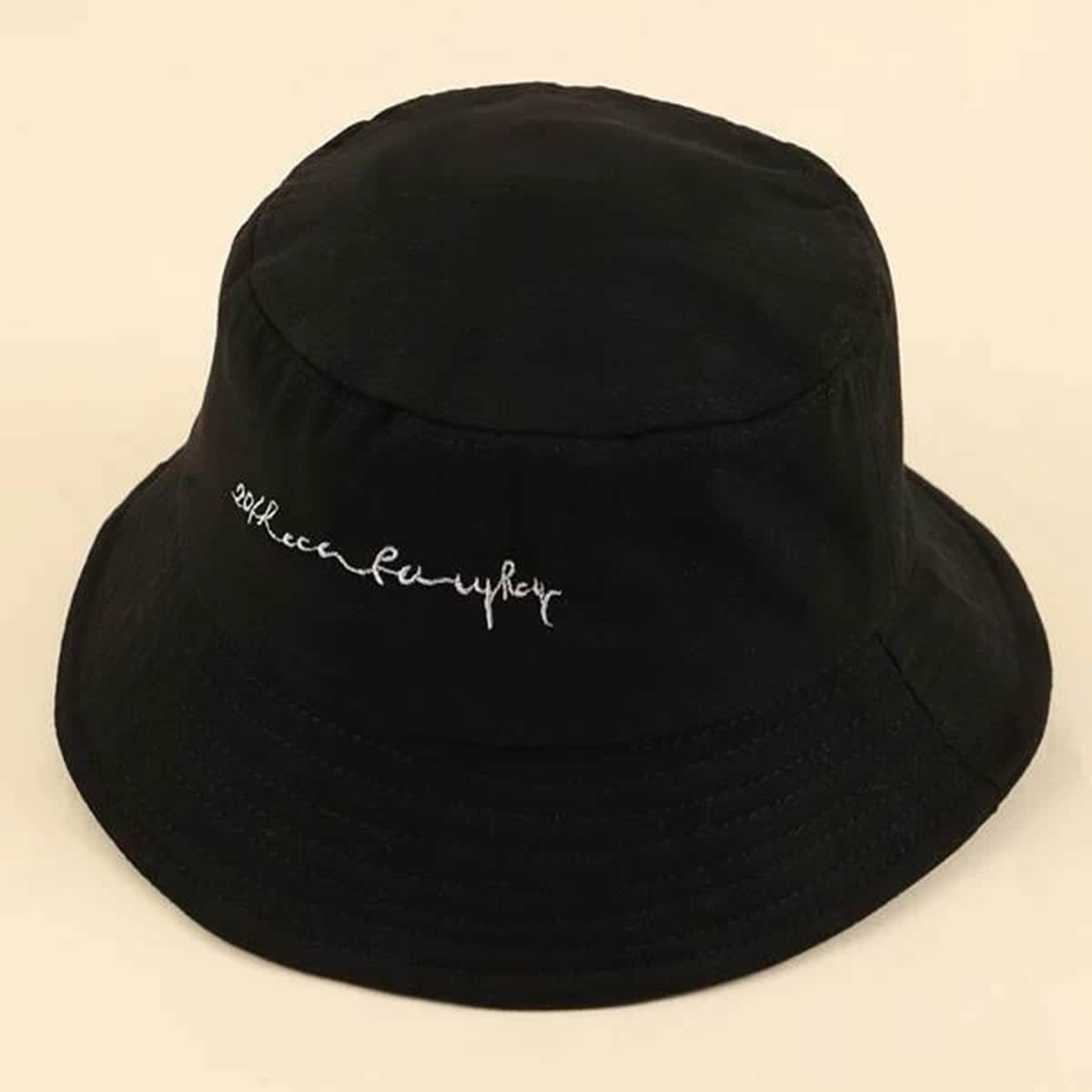 

Letter Embroidery Beanie, Black