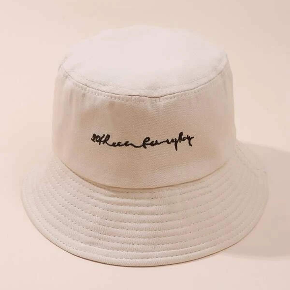

Letter Embroidery Bucket Hat, Beige