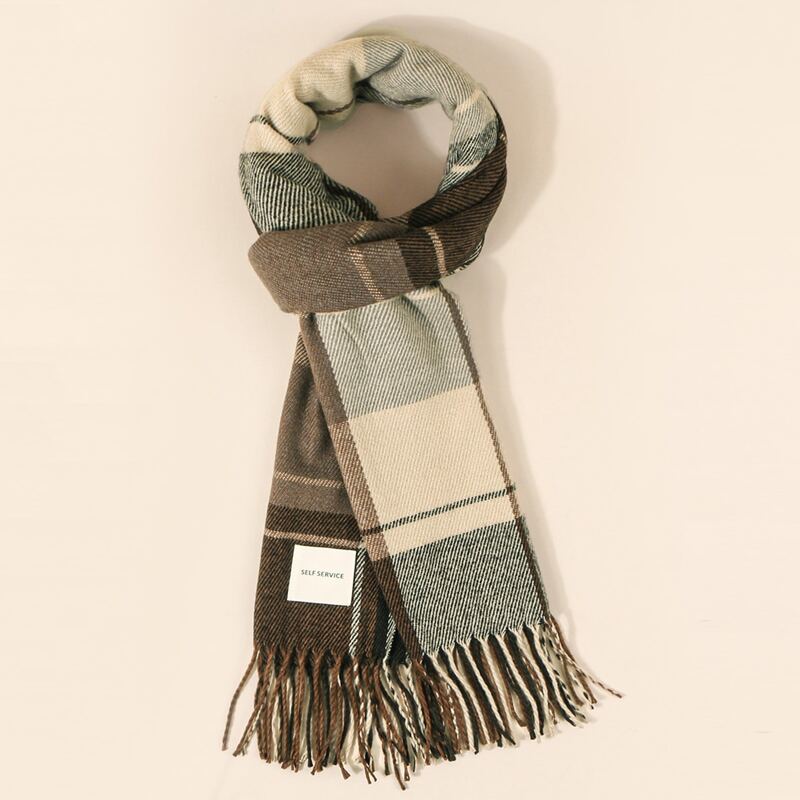 

Plaid Pattern Scarf, Coffee brown