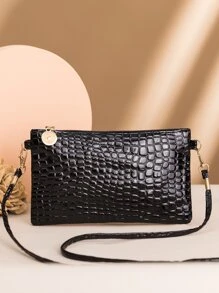 Mini Dập nổi cá sấu Túi đeo chéo - màu đen - Xem 1