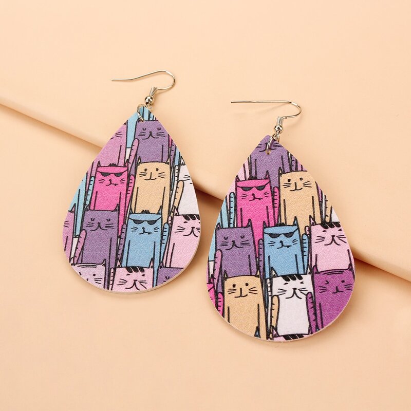 

Cat Graphic Drop Earrings, Multicolor