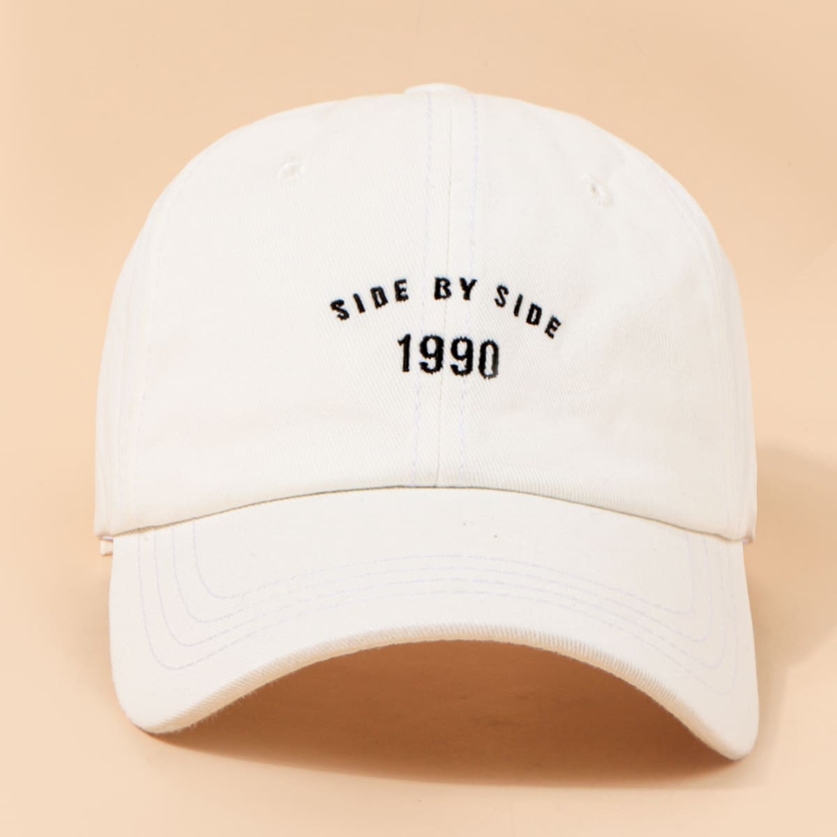

Slogan Graphic Embroidery Baseball Cap, White