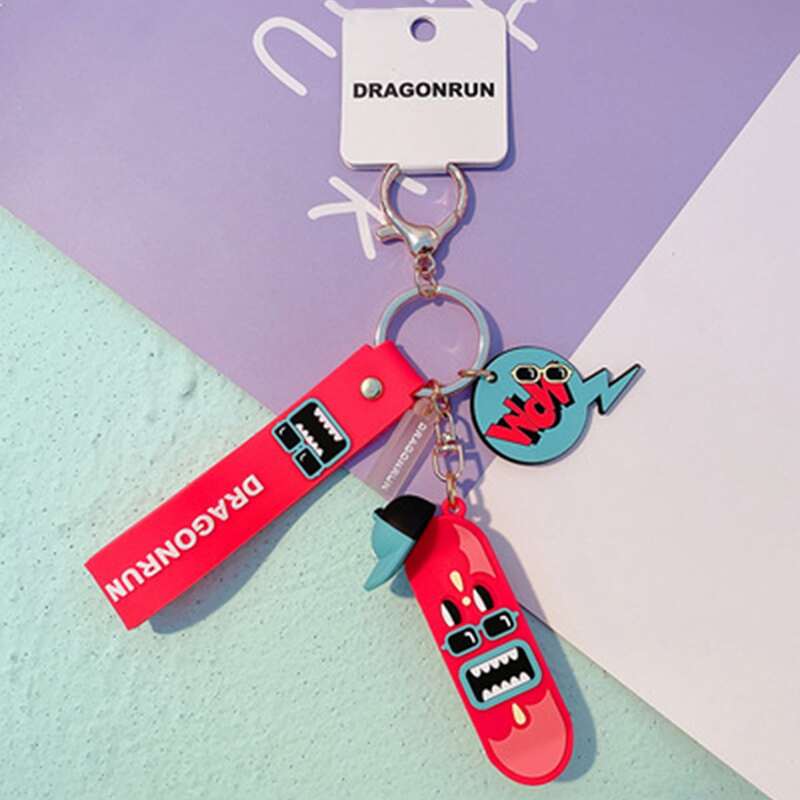 

Skateboard Charm Keychain, Red