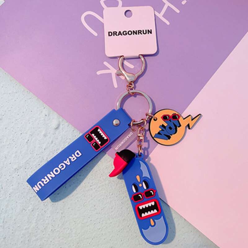 

Skateboard Charm Keychain, Blue