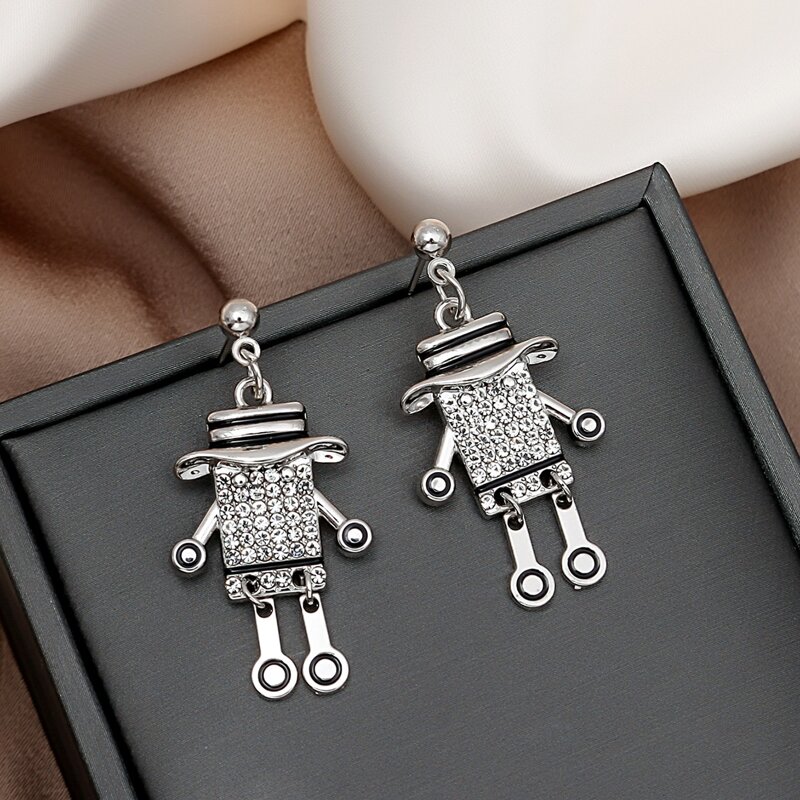 

Rhinestone Decor Earrings, Silver
