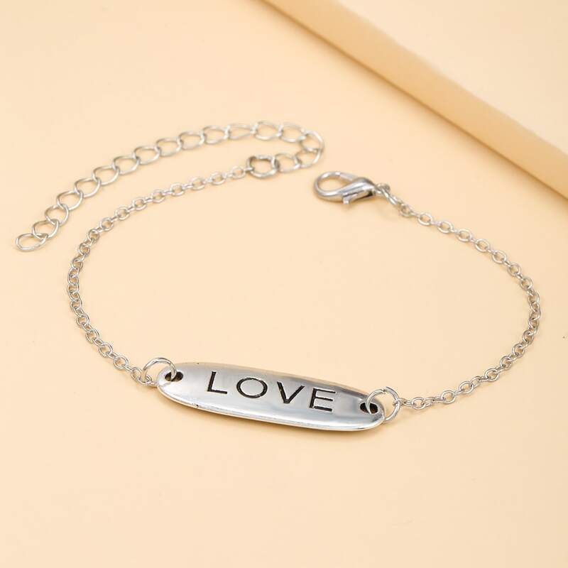 

Letter Engraved Chain Bracelet, Silver