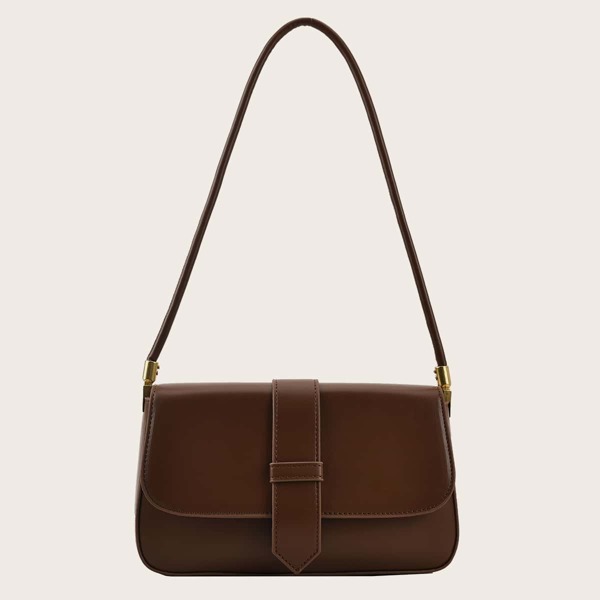 

Minimalist Flap Baguette Bag, Brown