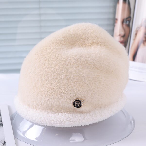 

Rhinestone Letter Decor Hat, Beige