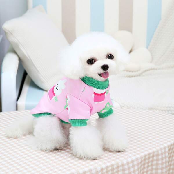 

Rabbit Print Pet Sweatshirt, Pink
