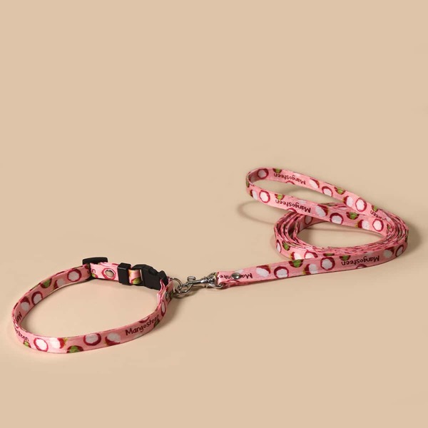 

1pc Fruit Print Pet Leash & 1pc Collar, Pink