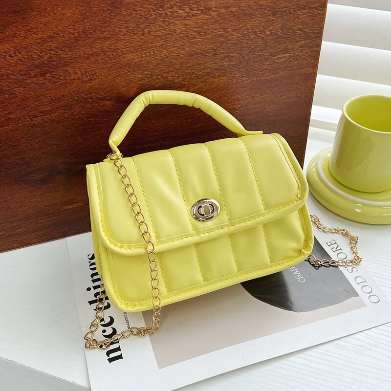 

Turn Lock Flap Satchel Bag, Yellow
