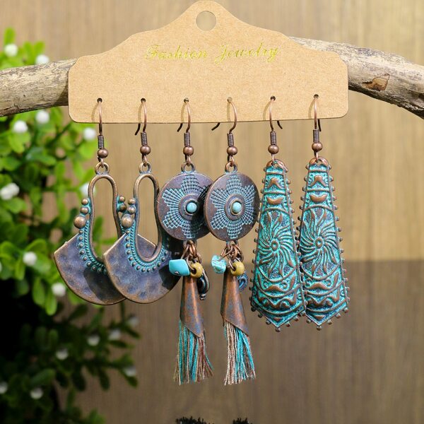 

3pairs Stone Decor Drop Earrings, Multicolor
