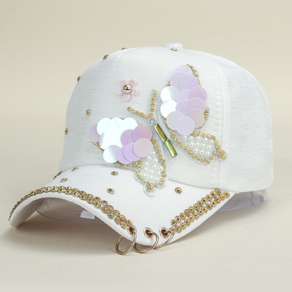 

Butterfly Decor Baseball Cap, White