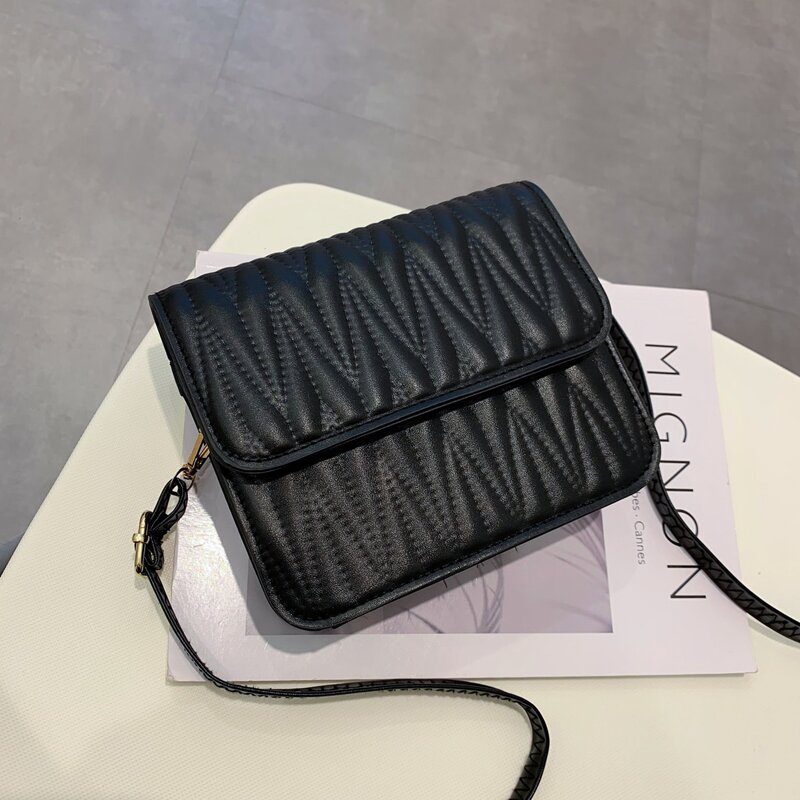 

Quilted Flap Crossbody Bag, Black