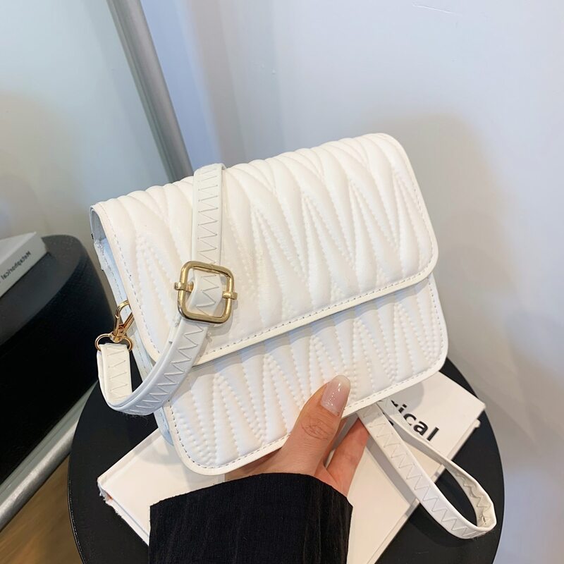 

Quilted Flap Crossbody Bag, White