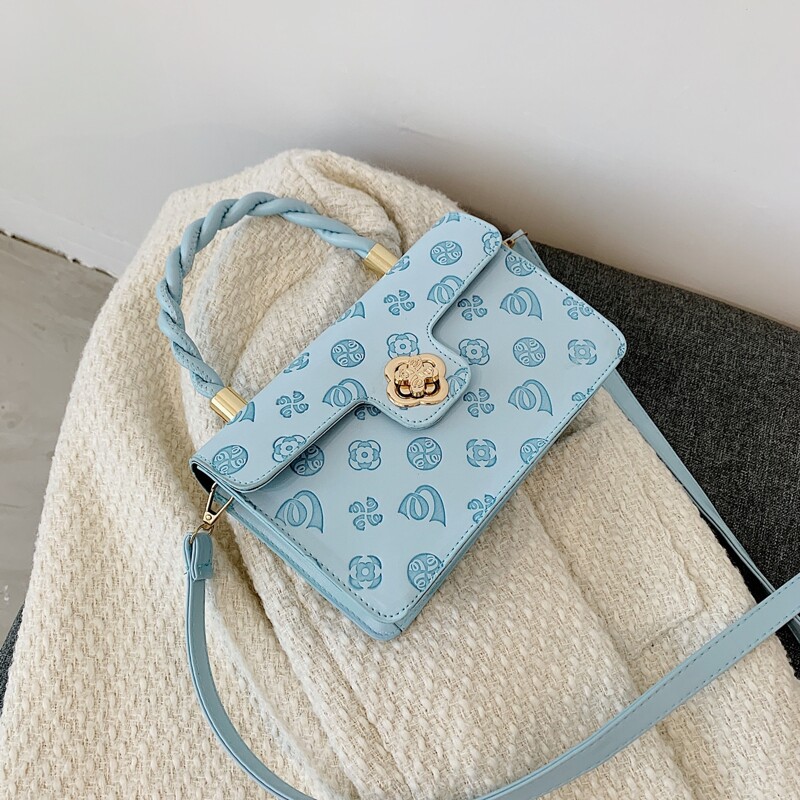 

All Over Print Flap Satchel Bag, Blue