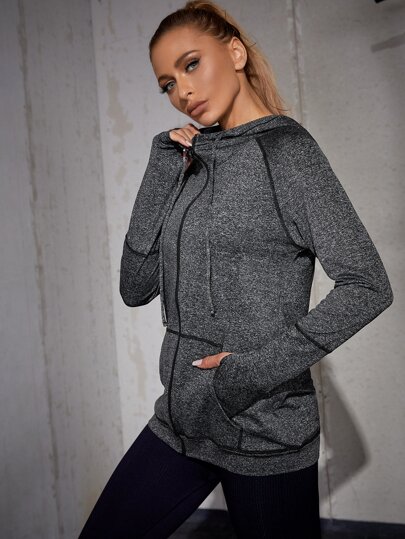 جاكيتات رياضي غرز متباين جيب الكنغر رباط قبعة سباحة