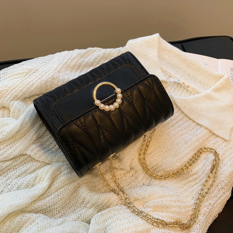 

Quilted Flap Shoulder Bag, Black