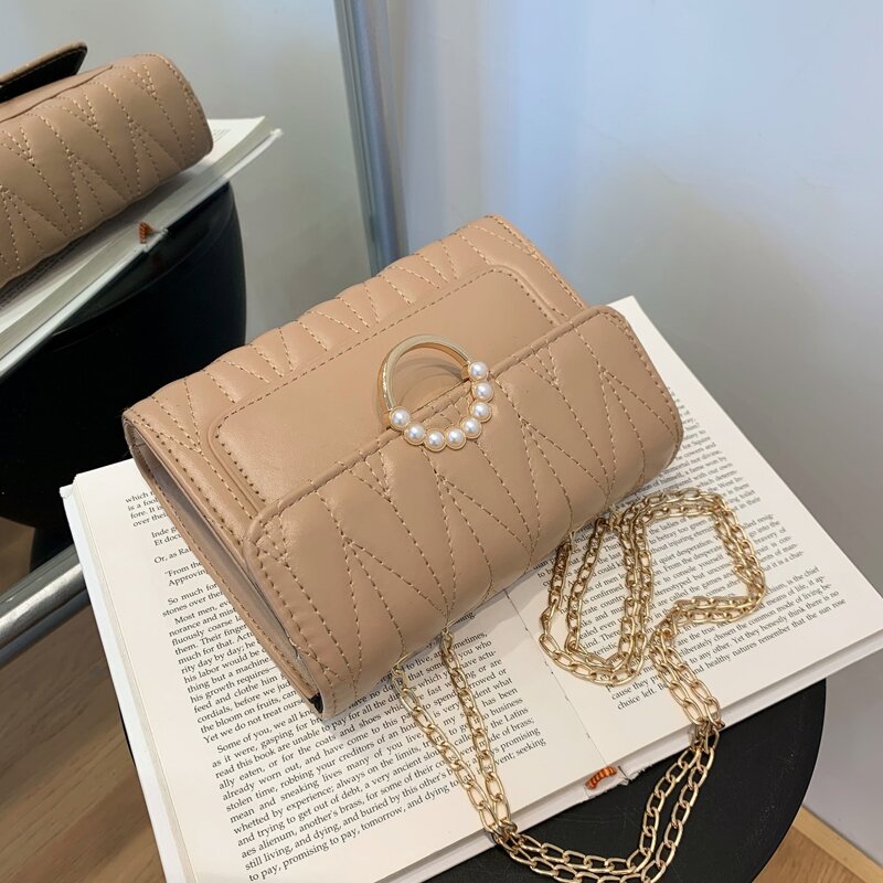 

Quilted Flap Shoulder Bag, Khaki