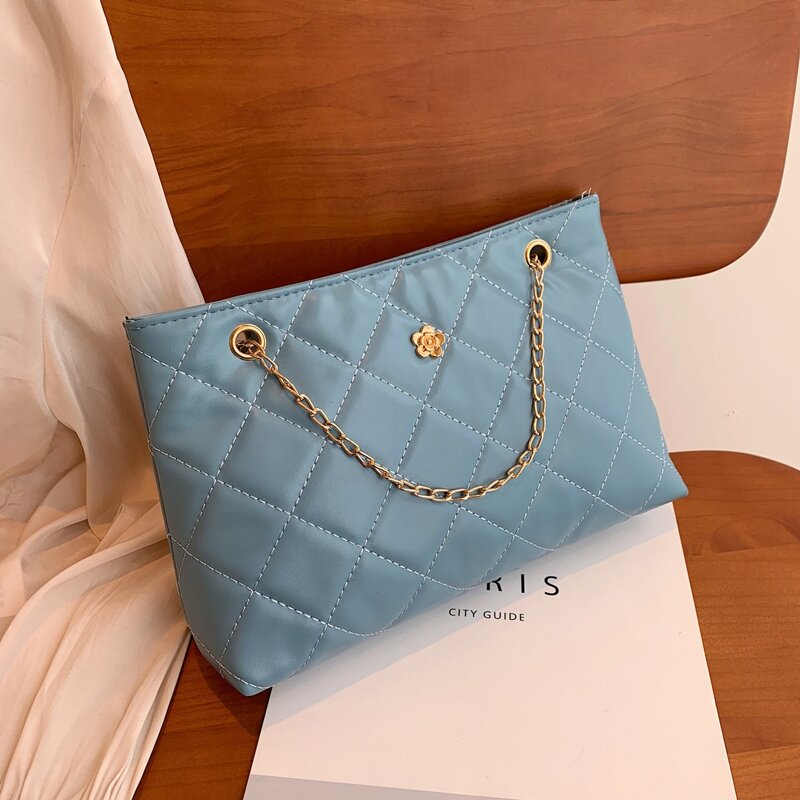 

Quilted Tote Bag, Blue