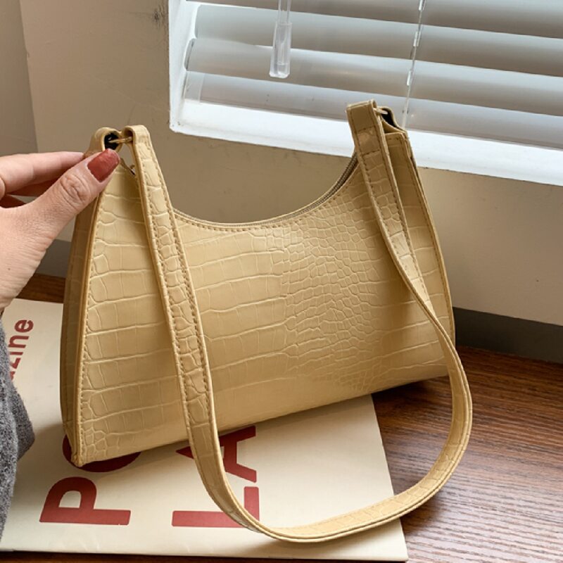 

Croc Embossed Shoulder Bag, Yellow