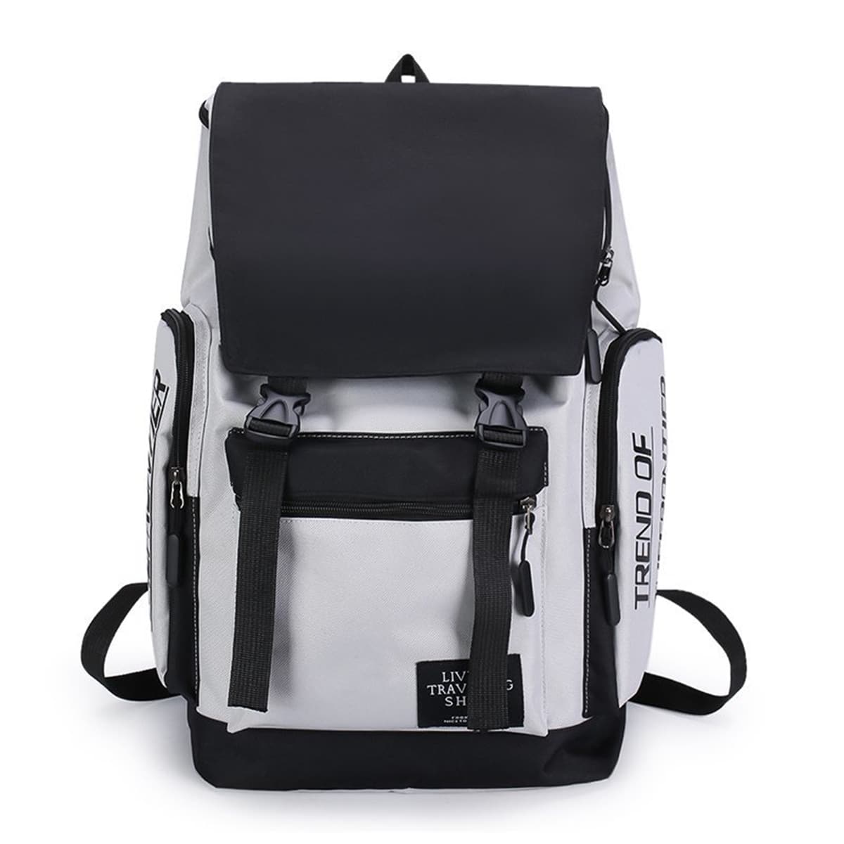 

Guys Double Buckle Decor Backpack, Black