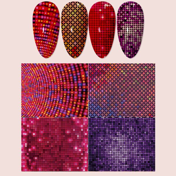 

4sheets Mosaic Nail Art Sticker, Multicolor