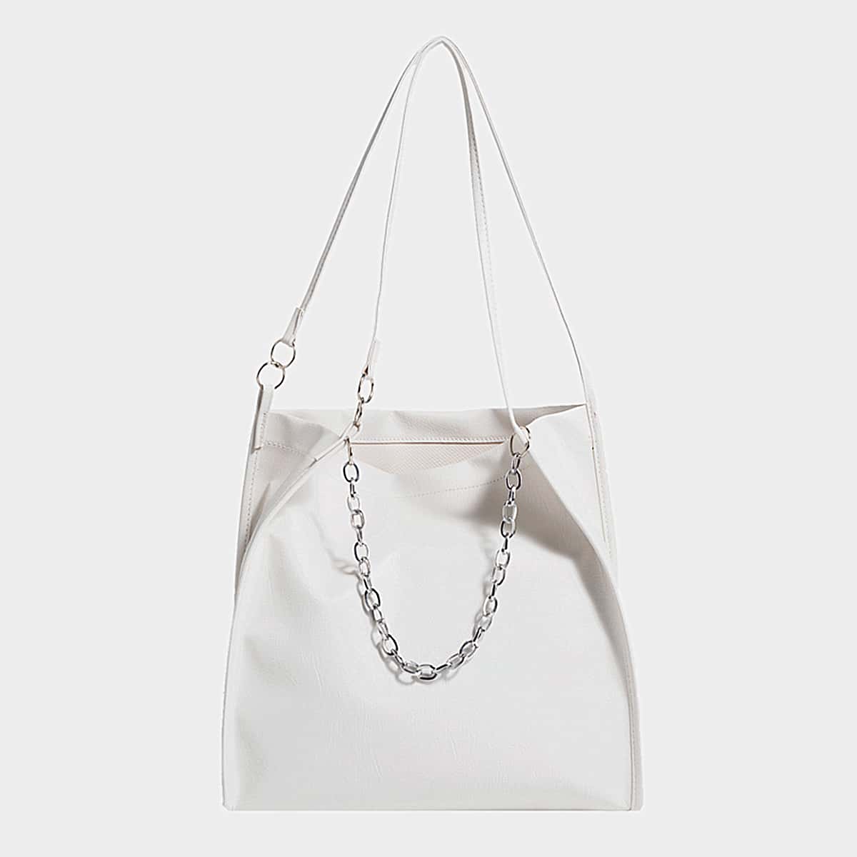

Chain Decor Tote Bag, White