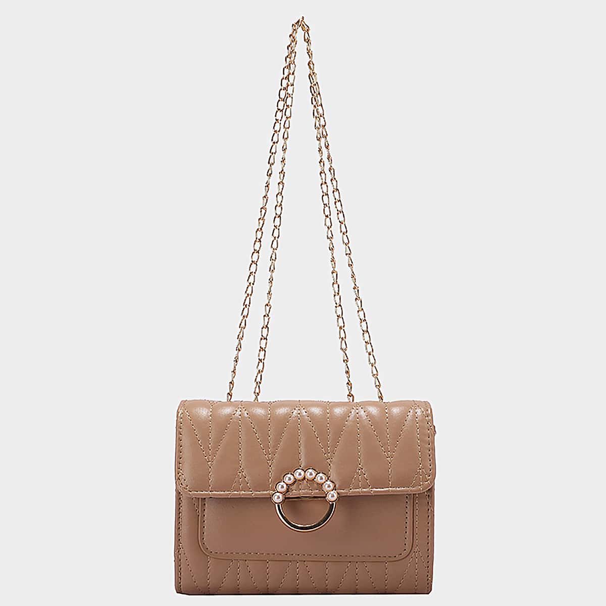 

Quilted Flap Shoulder Bag, Khaki
