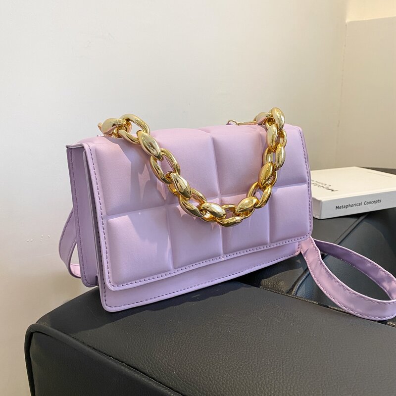 

Chain Handle Satchel Bag, Purple