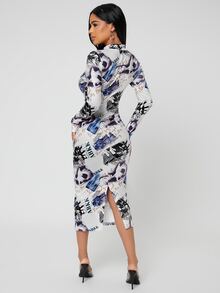 SHEIN SXY Đầm Chia In nghệ thuật pop Giải trí - Nhiều màu - Xem 2