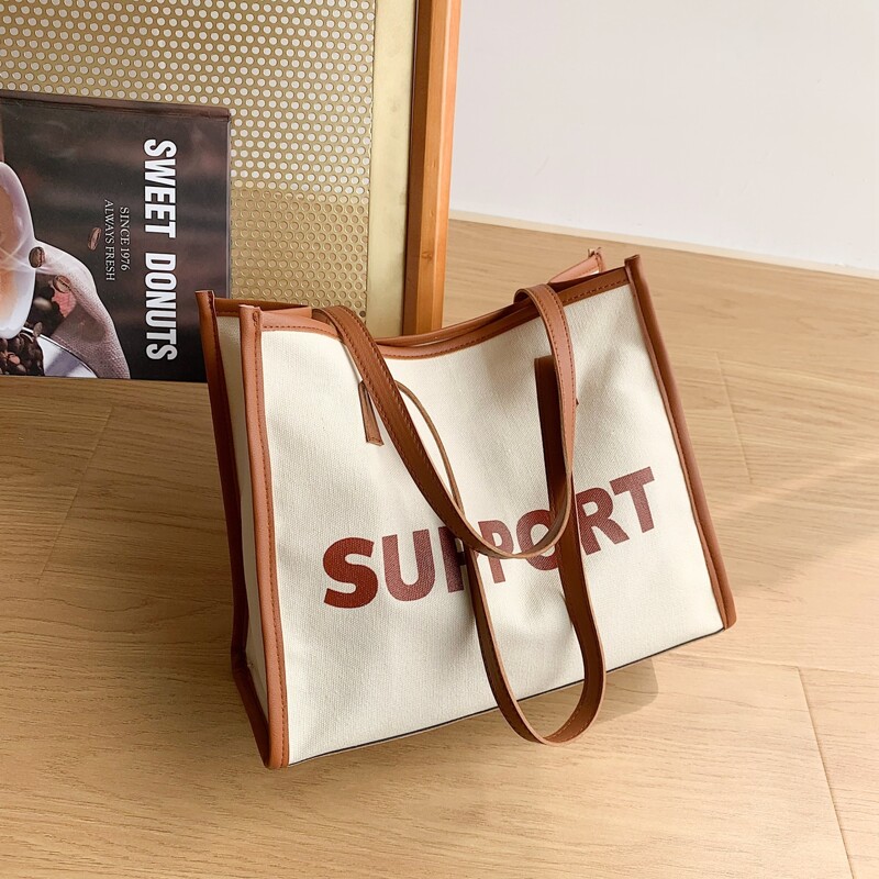 

Letter Graphic Tote Bag, Beige