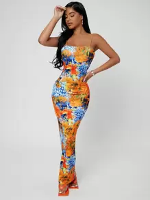 SHEIN SXY Váy treo ngày lễ in họa tiết mùa hè bó sát và gợi cảm - Nhiều màu - Xem 1