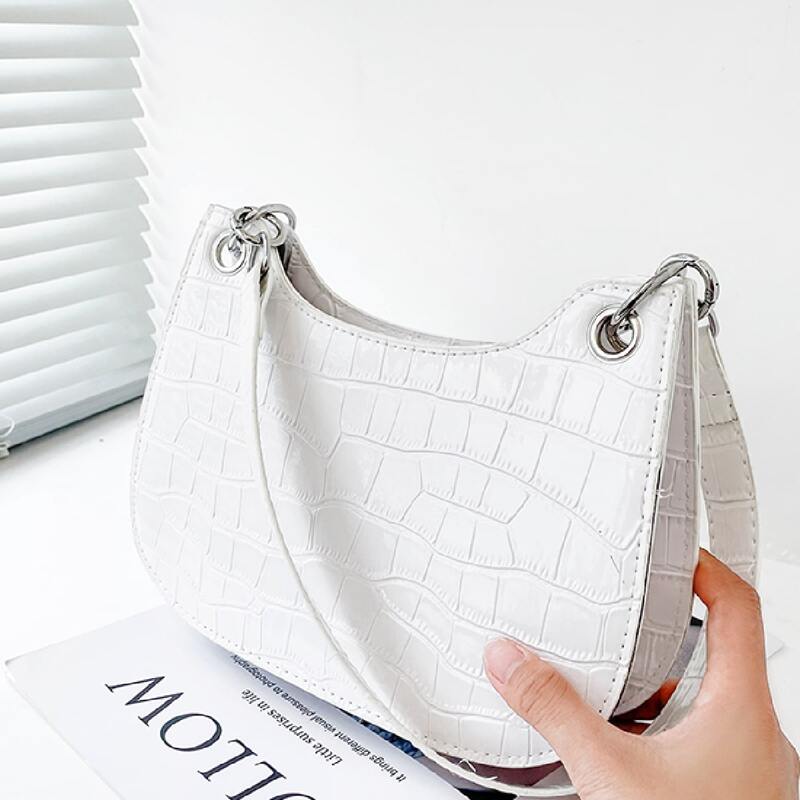 

Stone Grain Shoulder Bag, White