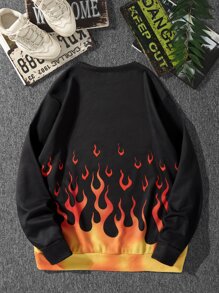 Manfinity Hombres Sudadera con estampado de fuego - Multicolor - Ver 2