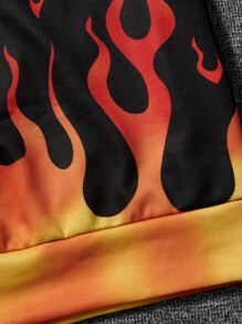 Manfinity Hombres Sudadera con estampado de fuego - Multicolor - Ver 4