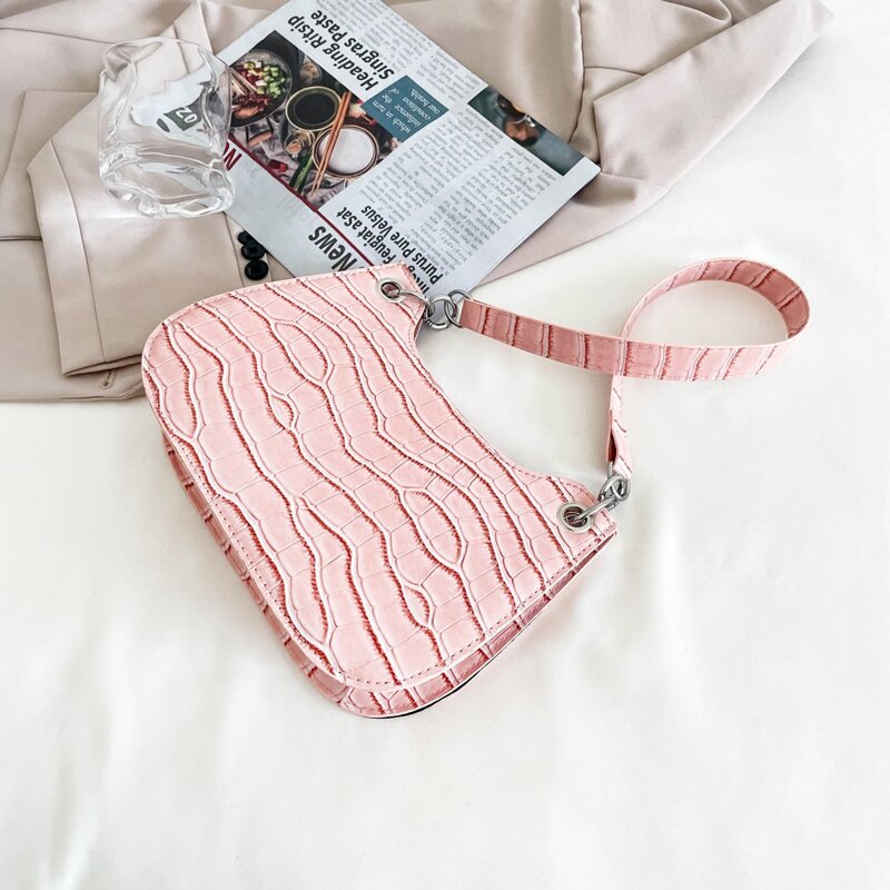

Croc Embossed Shoulder Bag, Pink