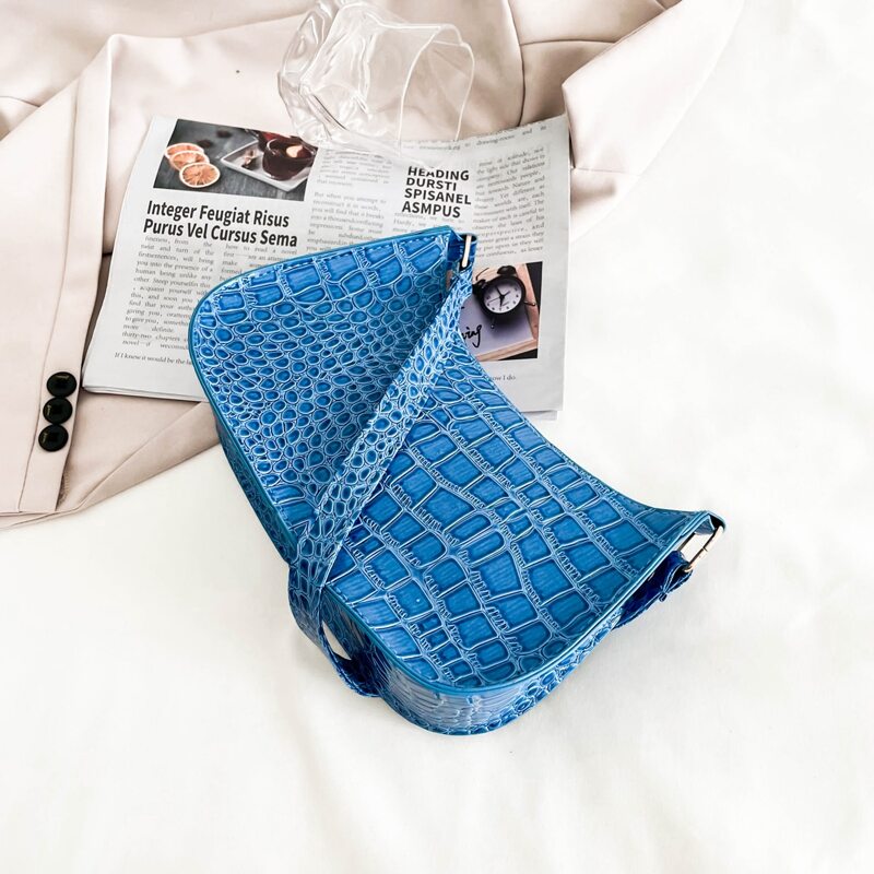 

Croc Embossed Shoulder Bag, Blue